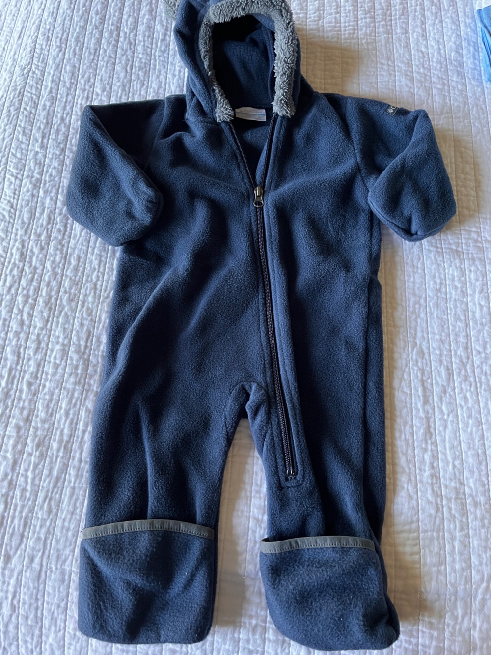 Columbia Navy Fleece Baby One-Piece Zipper Suit/Bunting